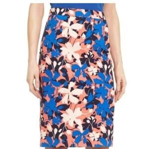 Halogen Blue Pink Floral Print Pencil Skirt Size 4